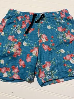 Bearbottom Blue Floral Lined Athletic Shorts Men's Medium 5.5" Inseam